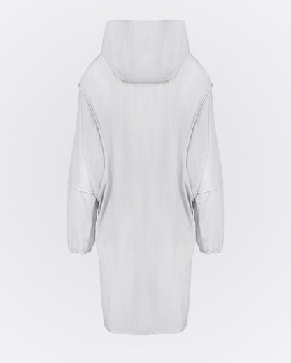 Kapüşonlu Oversize Yağmurluk - Gri