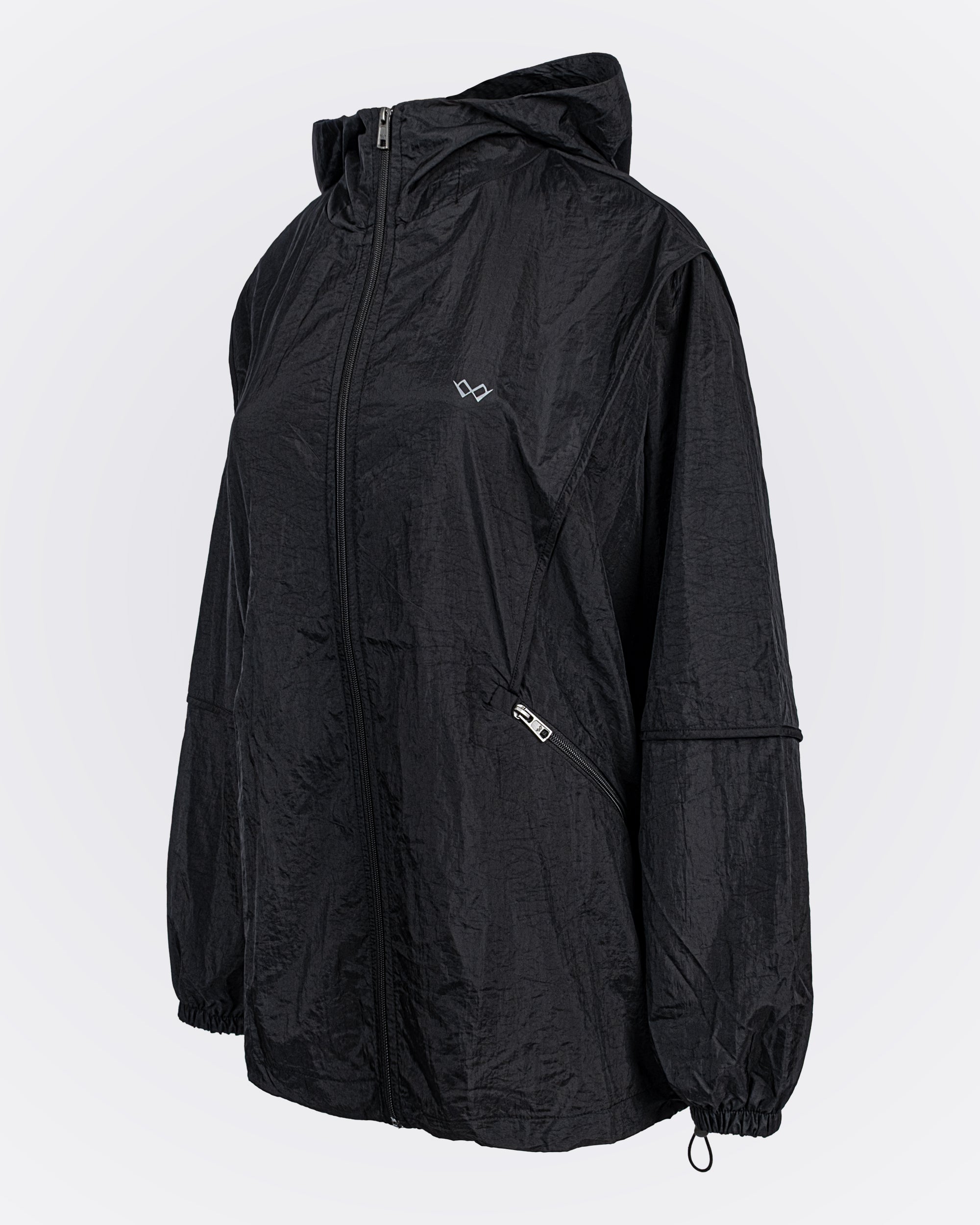 Kapüşonlu Oversize Yağmurluk - Siyah