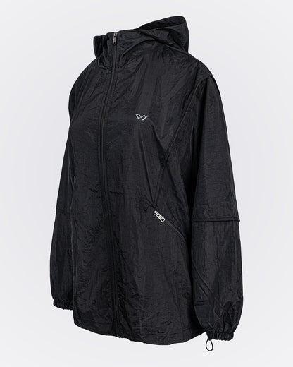 Kapüşonlu Oversize Yağmurluk - Siyah