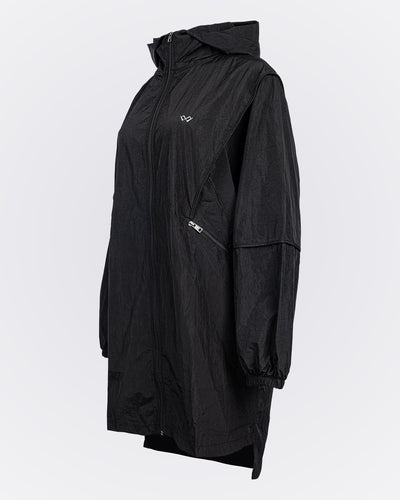 Kapüşonlu Oversize Yağmurluk - Siyah