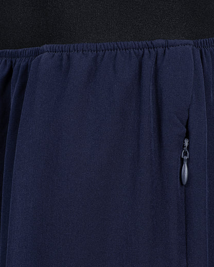 Beli Lastikli Kırışmaz Kumaşlı Cepli Pantolon - Lacivert