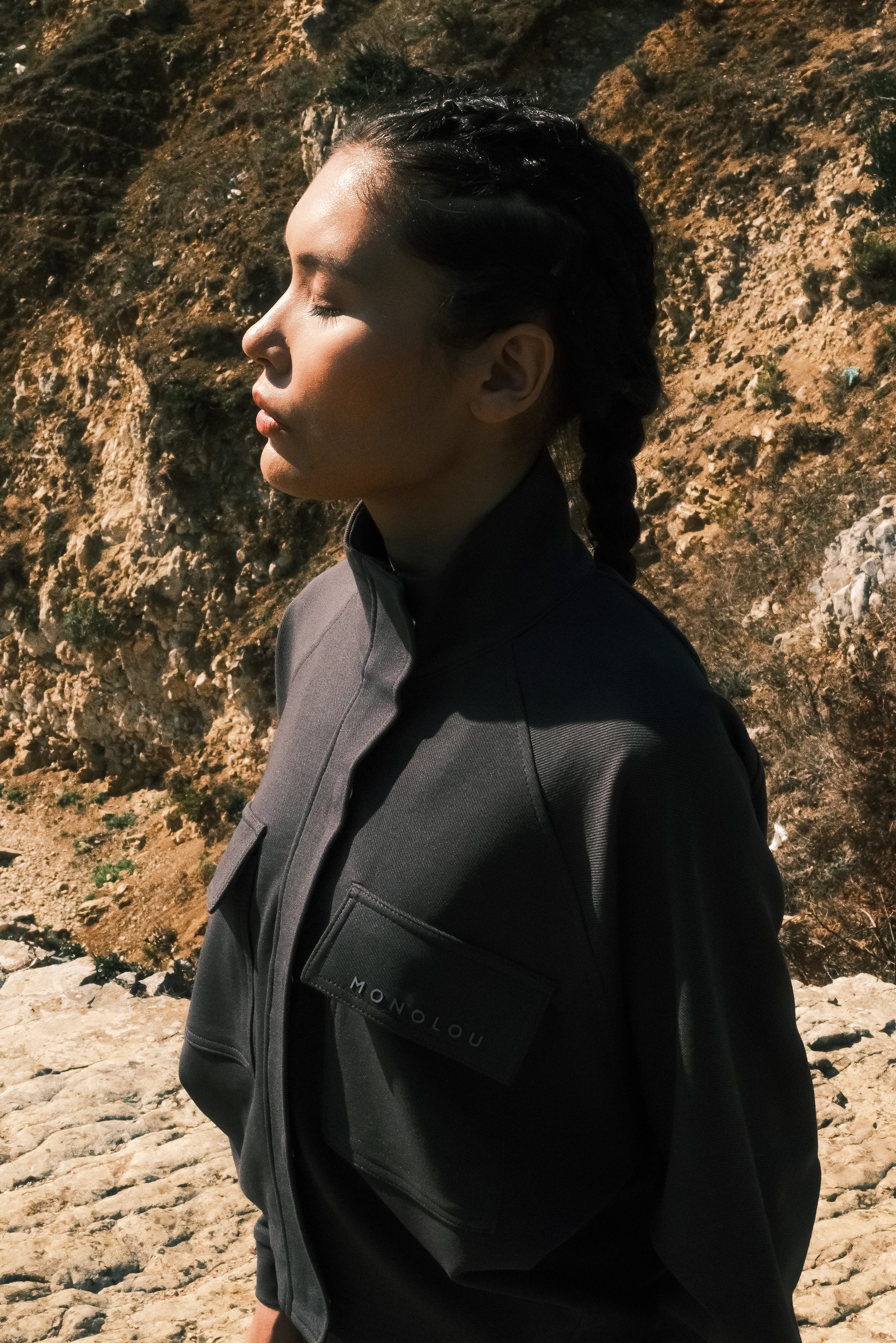 Dik Yakalı Pamuk Kumaşlı Ceket - Antrasit