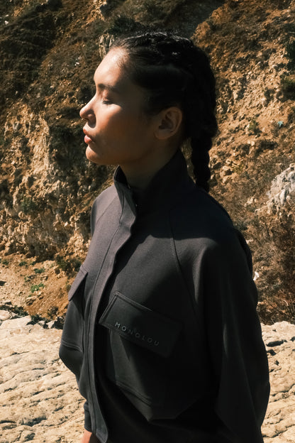 Dik Yakalı Pamuk Kumaşlı Ceket - Antrasit