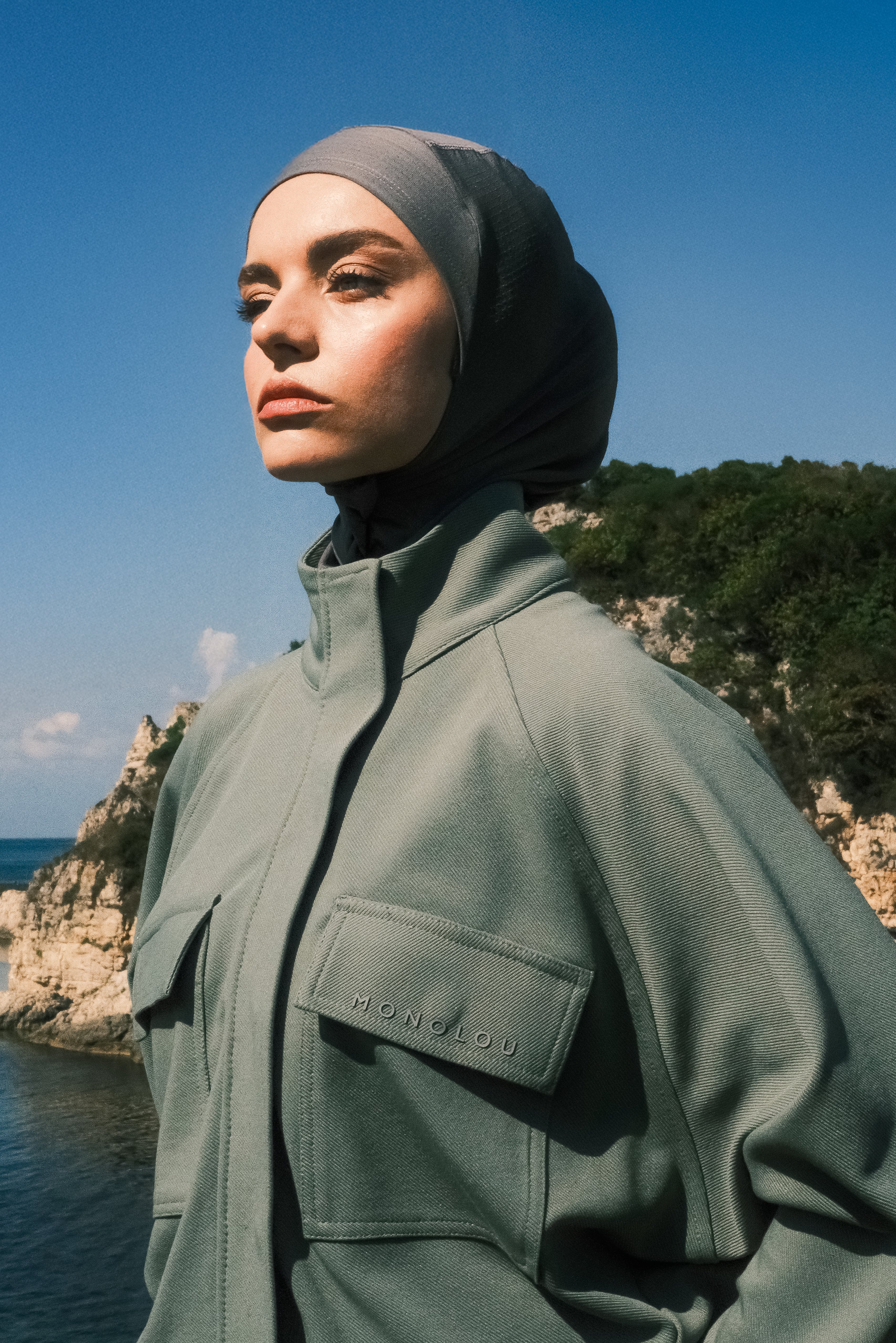 Dik Yakalı Pamuk Kumaşlı Ceket - Yeşil