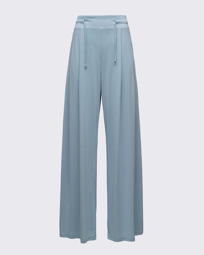 Ayarlanabilir Bel Detaylı Bol Paça Modal Pantolon - Baby Blue