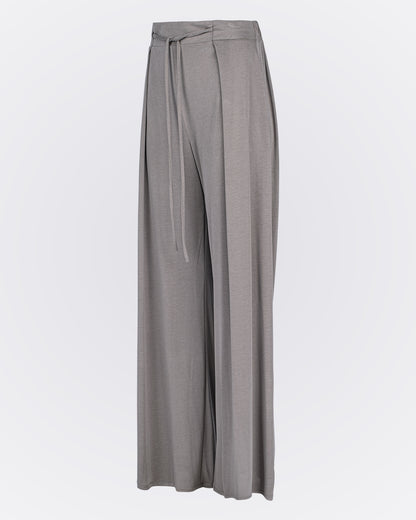 Belden Bağlamalı Modal Kumaşlı Bol Paça Aktif Pantolon - Vizon