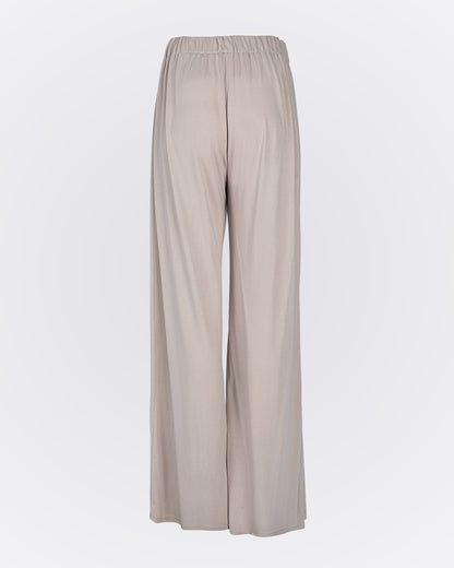 Belden Bağlamalı Modal Kumaşlı Bol Paça Aktif Pantolon - Bej