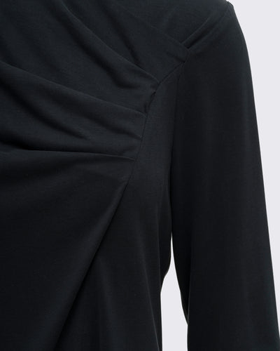 Drape Detaylı Modal Tunik - Siyah