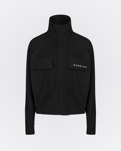 Dik Yakalı Pamuk Kumaşlı Ceket - Siyah