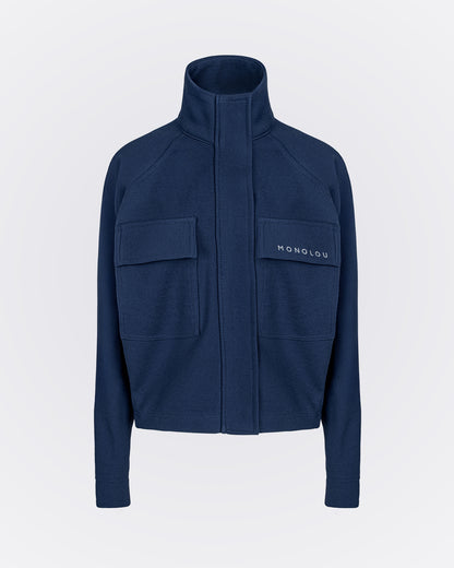 Dik Yakalı Pamuk Kumaşlı Ceket - Mavi