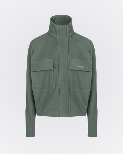 Dik Yakalı Pamuk Kumaşlı Ceket - Yeşil