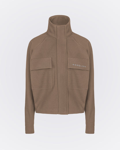 Dik Yakalı Pamuk Kumaşlı Ceket - Bej