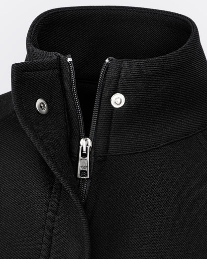 Dik Yakalı Pamuk Kumaşlı Ceket - Siyah