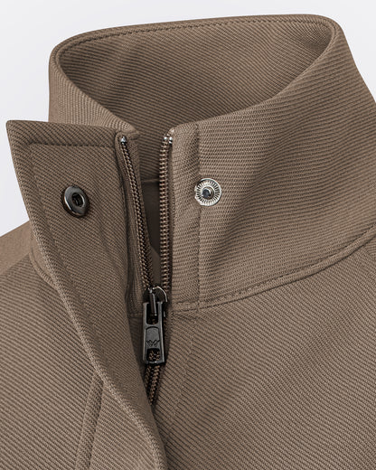 Dik Yakalı Pamuk Kumaşlı Ceket - Bej