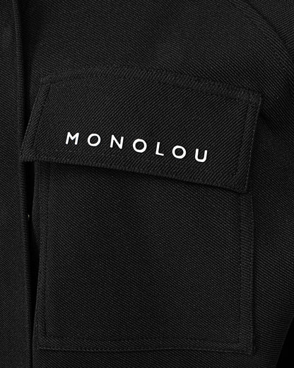 Dik Yakalı Pamuk Kumaşlı Ceket - Siyah