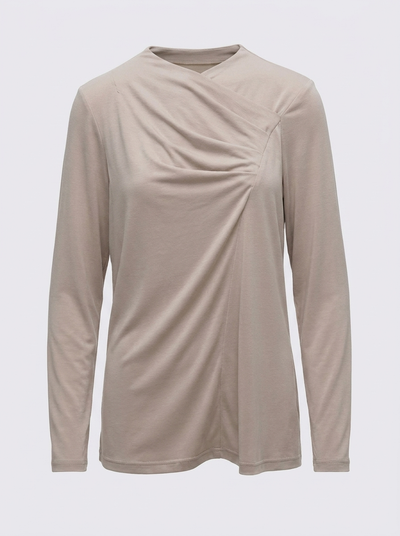 Drape Detaylı Modal Tunik - Bej
