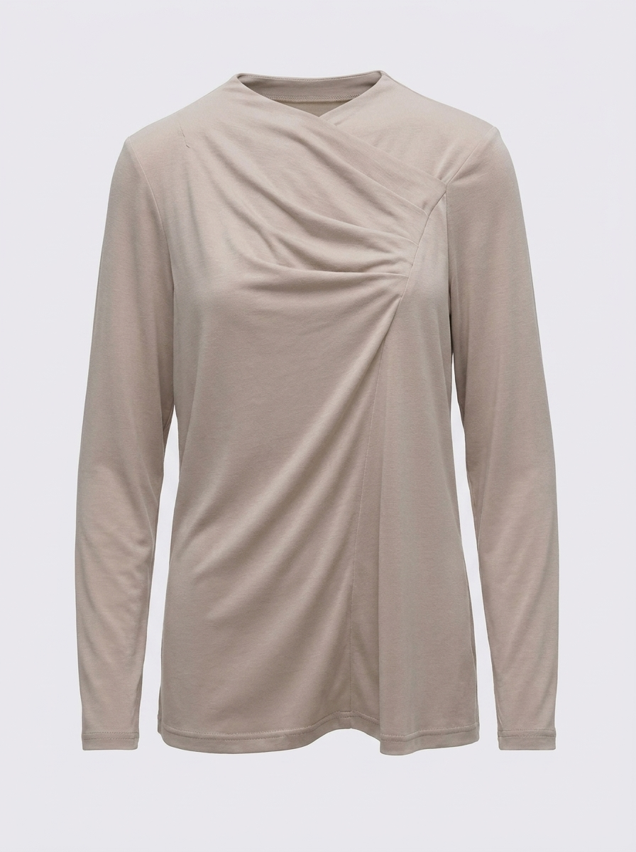 Drape Detaylı Modal Tunik - Bej