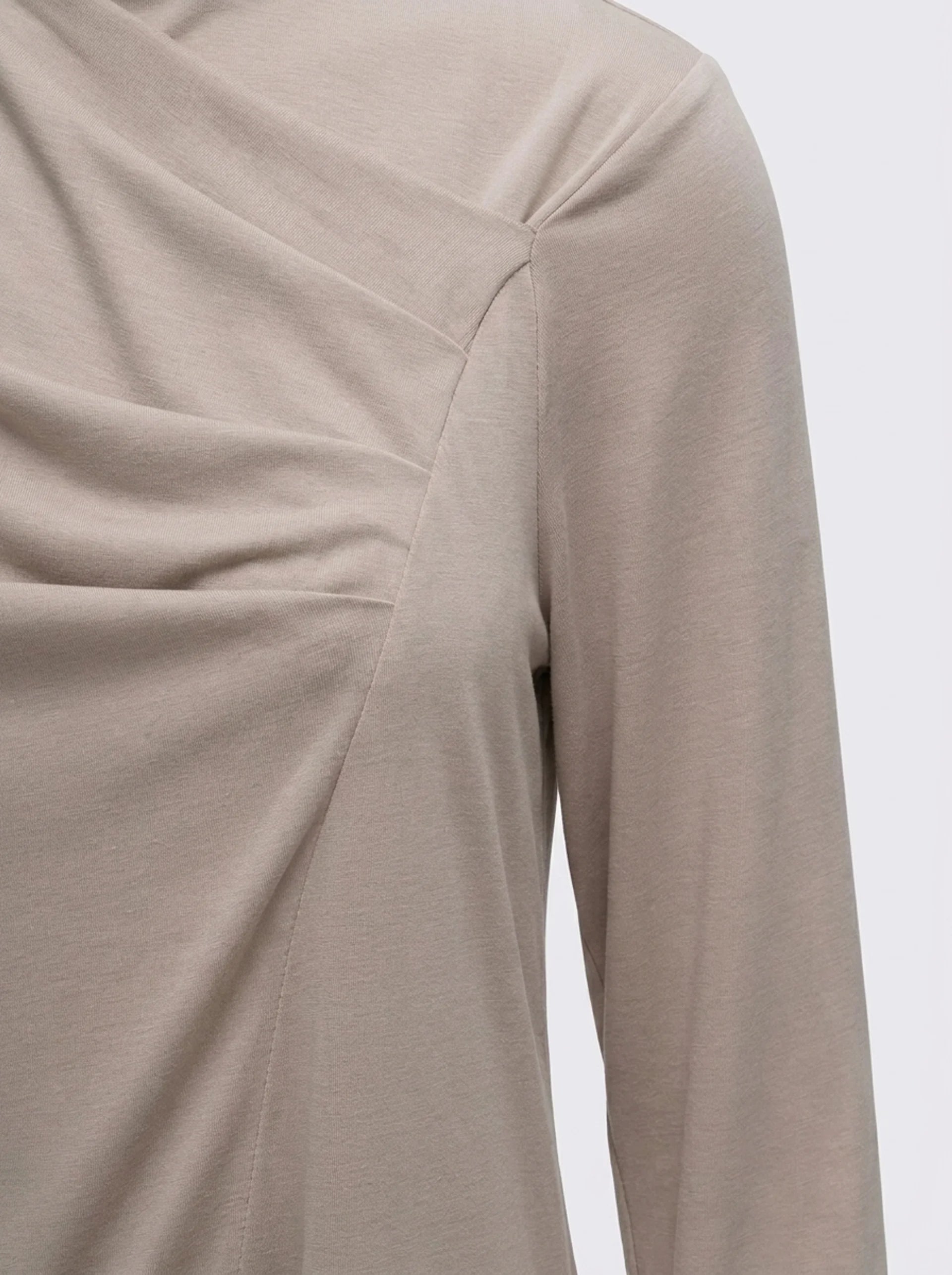 Drape Detaylı Modal Tunik - Bej