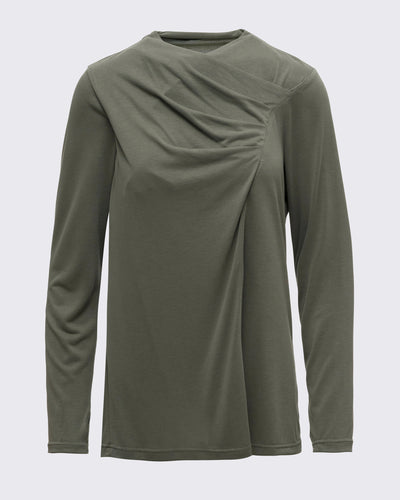 Drape Detaylı Modal Tunik - Çağla Yeşili