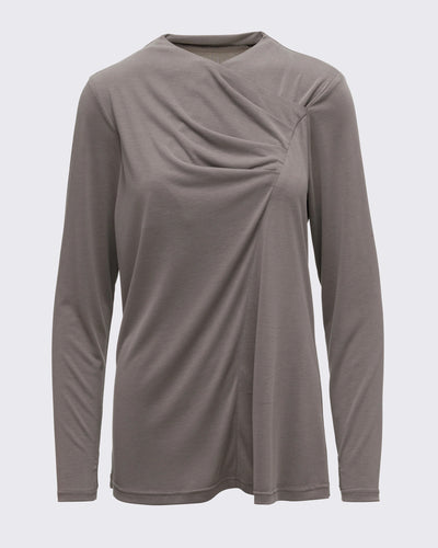 Drape Detaylı Modal Tunik - Haki
