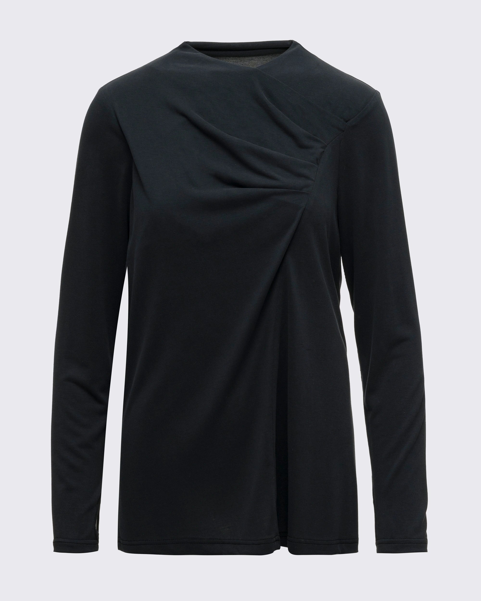 Drape Detaylı Modal Tunik - Siyah