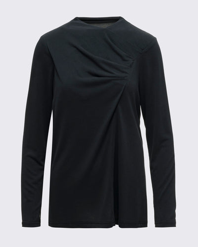 Drape Detaylı Modal Tunik - Siyah