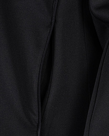Fermuarlı Kapüşonlu Uzun Scuba Ceket - Siyah