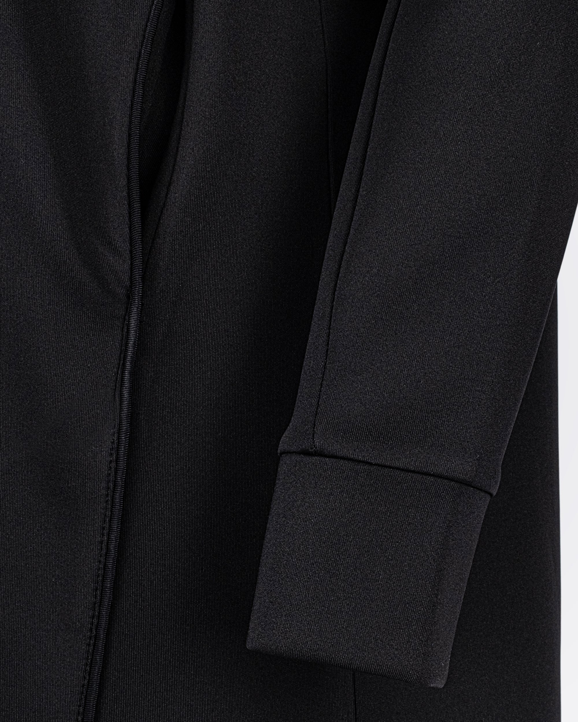 Fermuarlı Kapüşonlu Uzun Scuba Ceket - Siyah