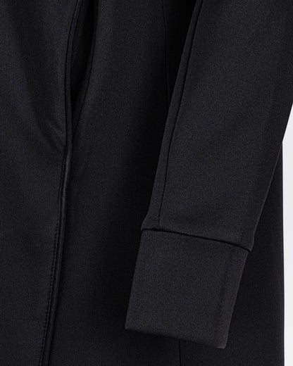 Fermuarlı Kapüşonlu Uzun Scuba Ceket - Siyah