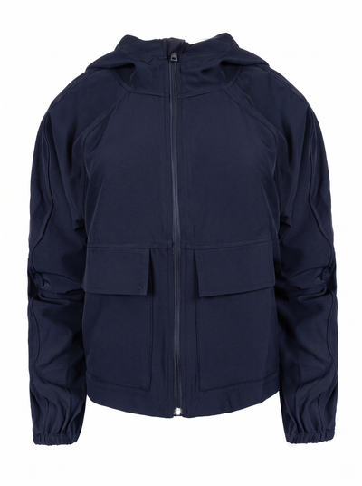 Lightweight Hoodie Windbreaker with Hidden Inside Pocket - Dark Navy
