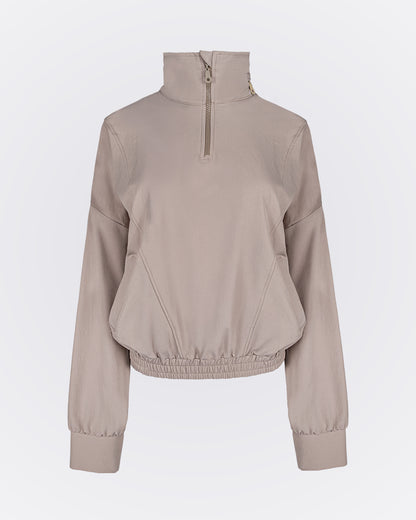 Gizli Kapüşonlu Likra Üst - Bej