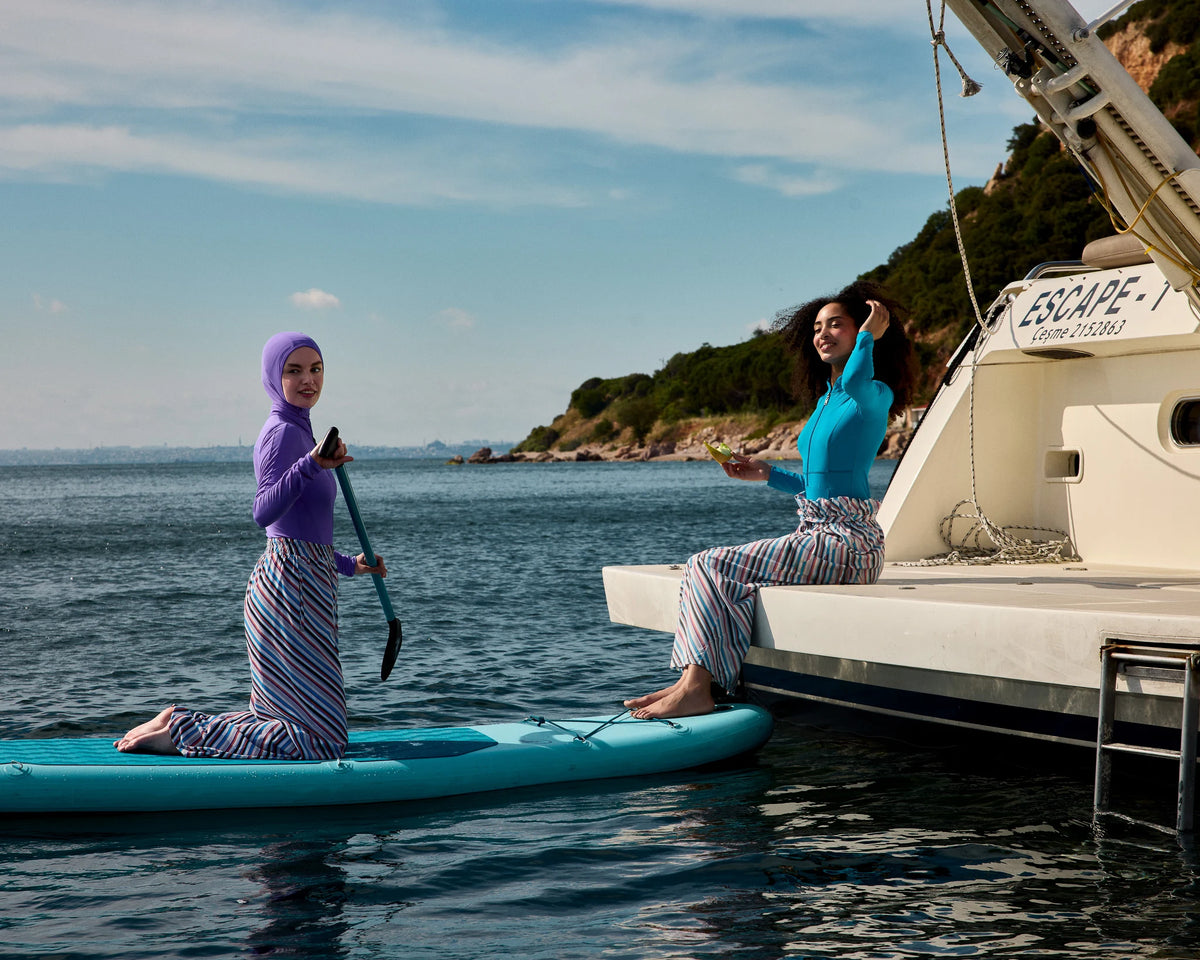 Hızlı Kuruyan Baskı Kumaşlı Deniz Pantolonu - Çizgili