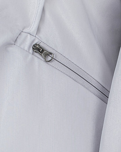 Kapüşonlu Fermuarlı Uzun Rüzgarlık - Gri