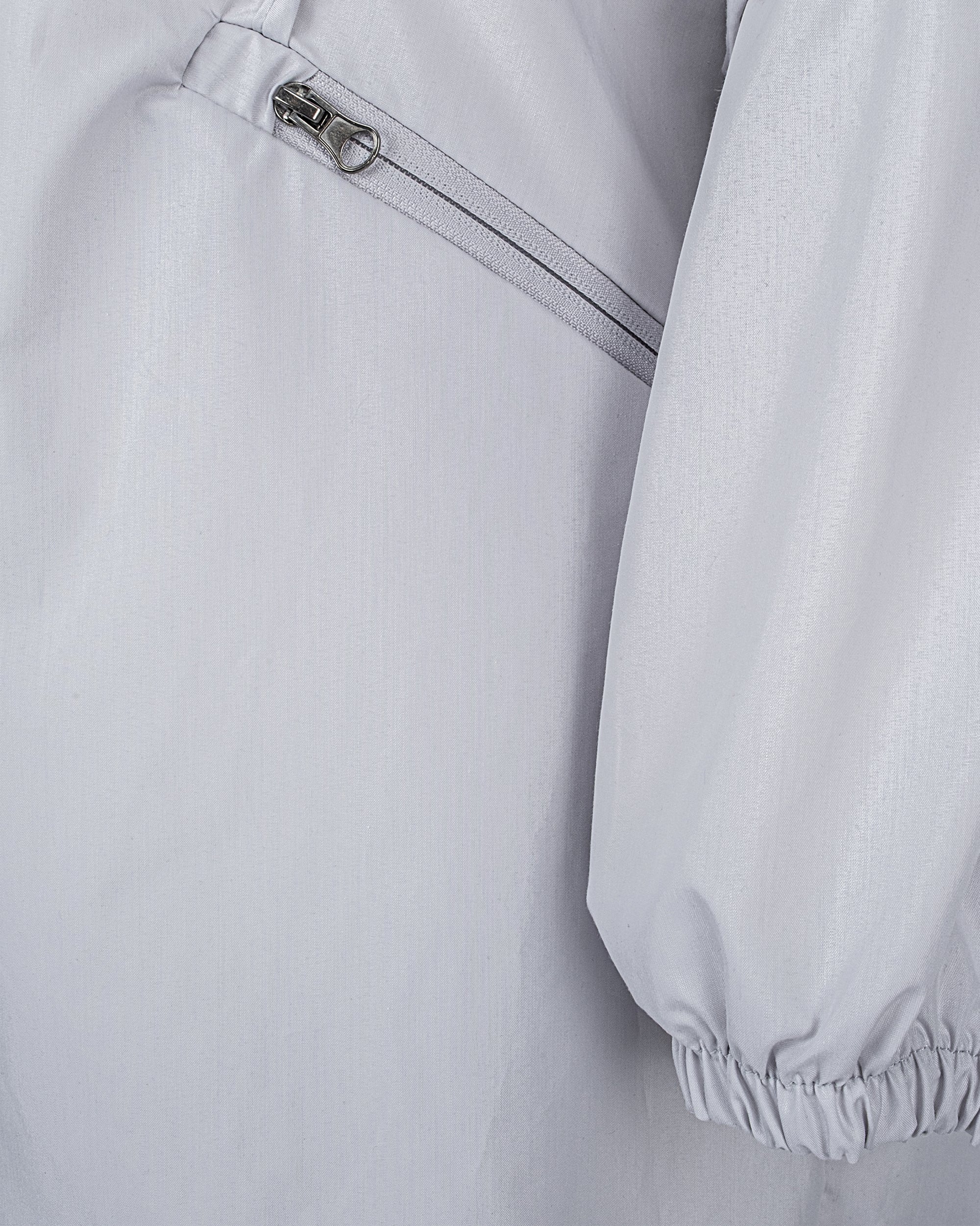 Kapüşonlu Fermuarlı Uzun Rüzgarlık - Gri