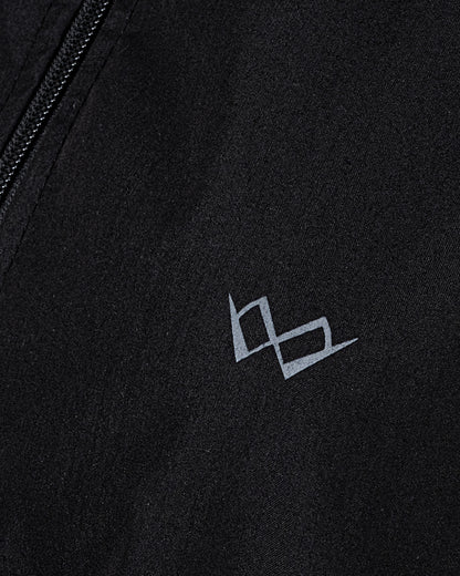 Kapüşonlu Fermuarlı Uzun Rüzgarlık - Siyah