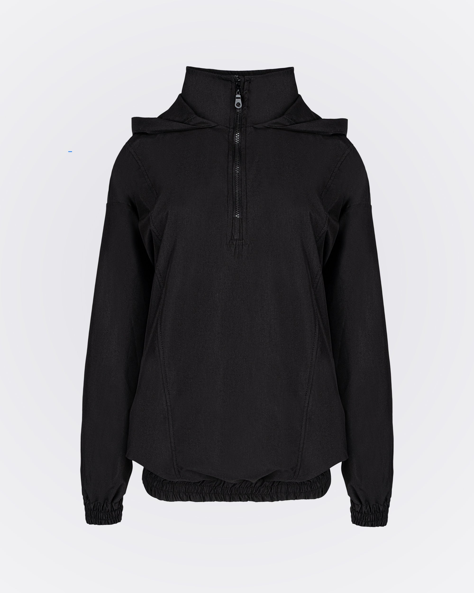 Kapüşonlu Yüksek Yakalı Rüzgarlık Sweat - Siyah