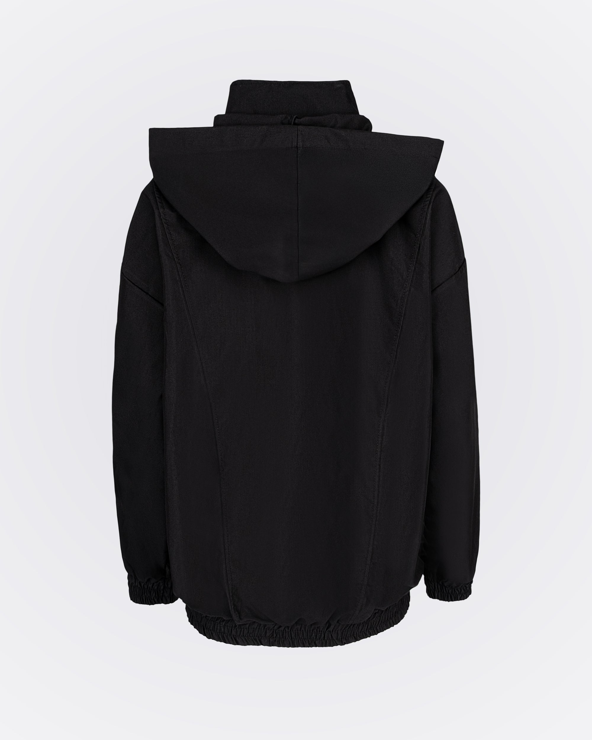 Kapüşonlu Yüksek Yakalı Rüzgarlık Sweat - Siyah