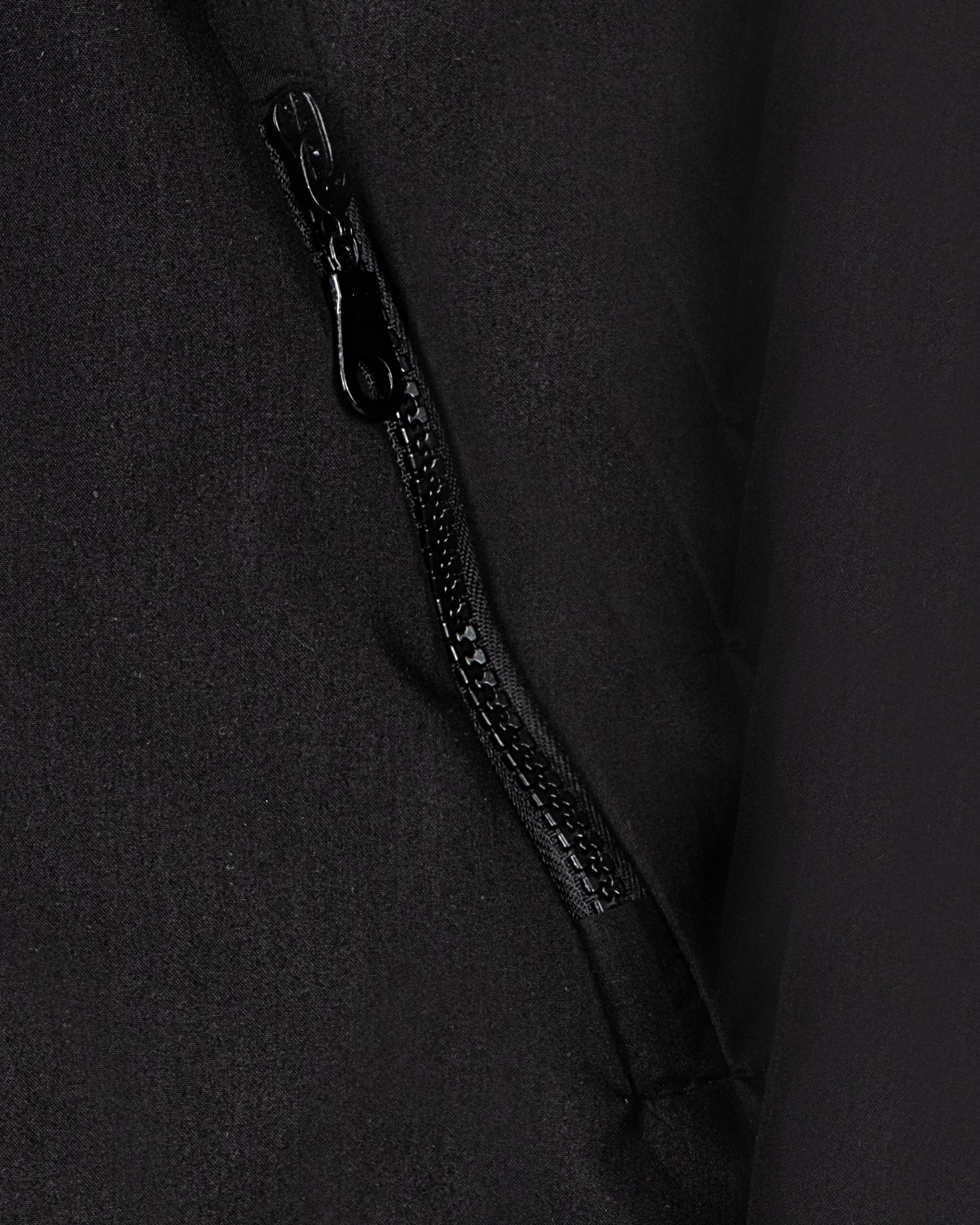 Kapüşonlu Yüksek Yakalı Rüzgarlık Sweat - Siyah