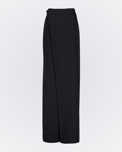 Kendinden Etekli Likra Pantolon - Siyah