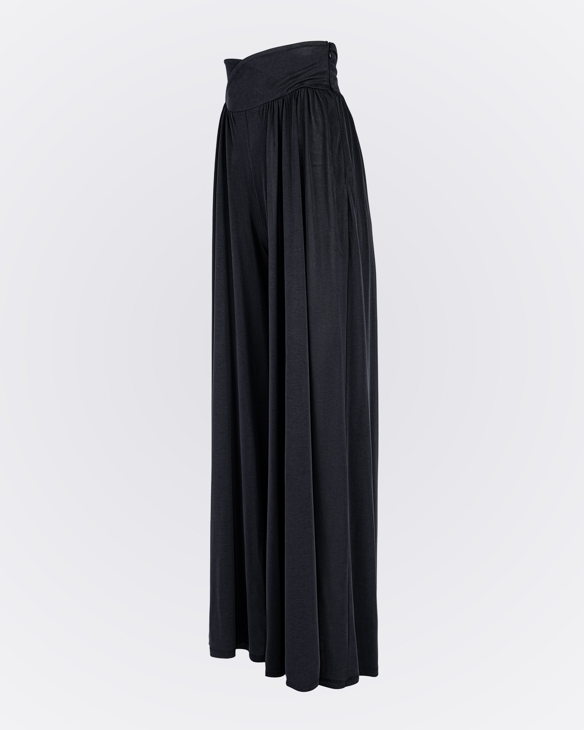 Kruvaze Bel Detaylı Modal Kumaşlı Pileli Aktif Pantolon - Siyah