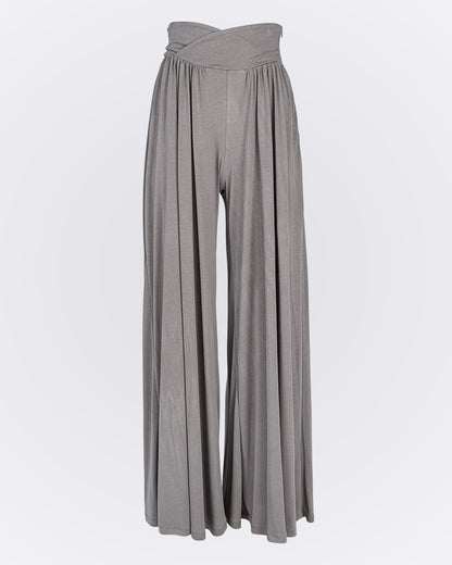 Kruvaze Bel Detaylı Modal Kumaşlı Pileli Aktif Pantolon - Vizon