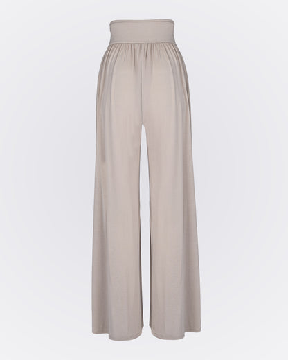 Kruvaze Bel Detaylı Modal Kumaşlı Pileli Aktif Pantolon - Bej