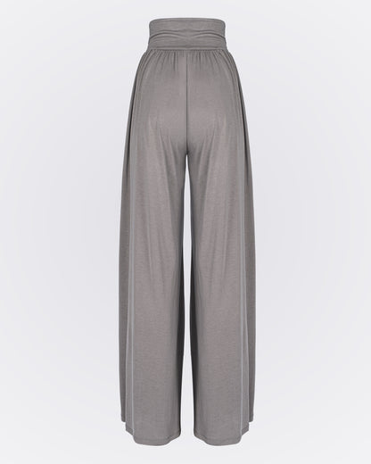 Kruvaze Bel Detaylı Modal Kumaşlı Pileli Aktif Pantolon - Vizon