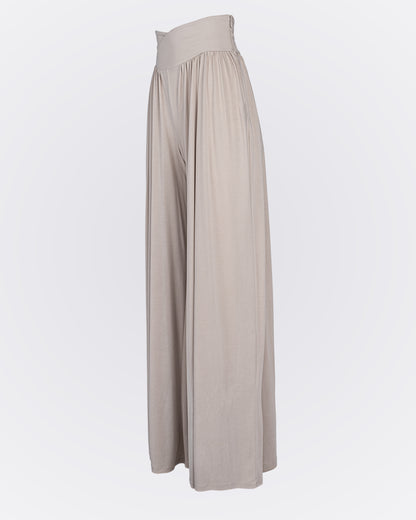 Kruvaze Bel Detaylı Modal Kumaşlı Pileli Aktif Pantolon - Bej