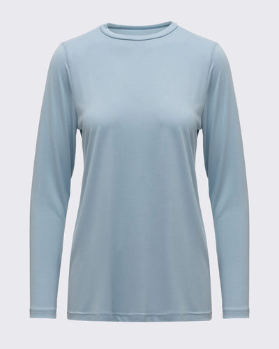 Modal Kumaşlı Uzun Kollu Basic Üst - Baby Blue