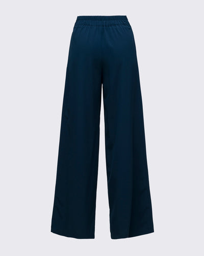Loom-Ayarlanabilir Bel Detaylı Geniş Paça Pantolon - Lacivert