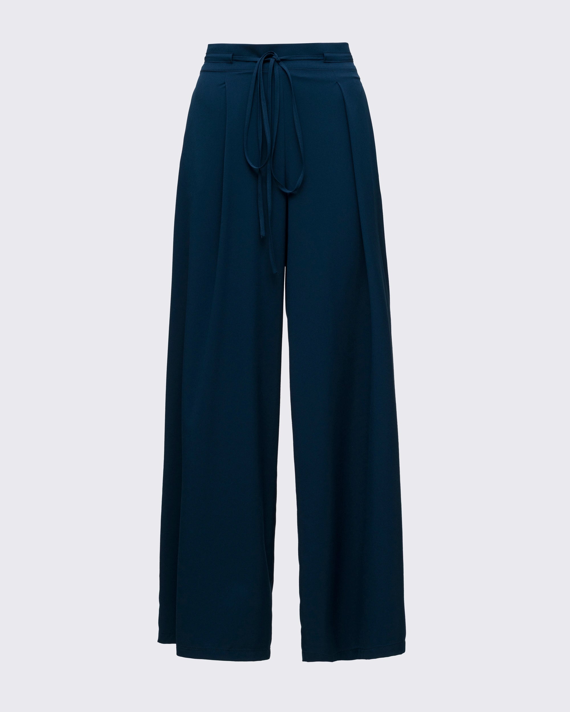 Loom-Ayarlanabilir Bel Detaylı Geniş Paça Pantolon - Lacivert