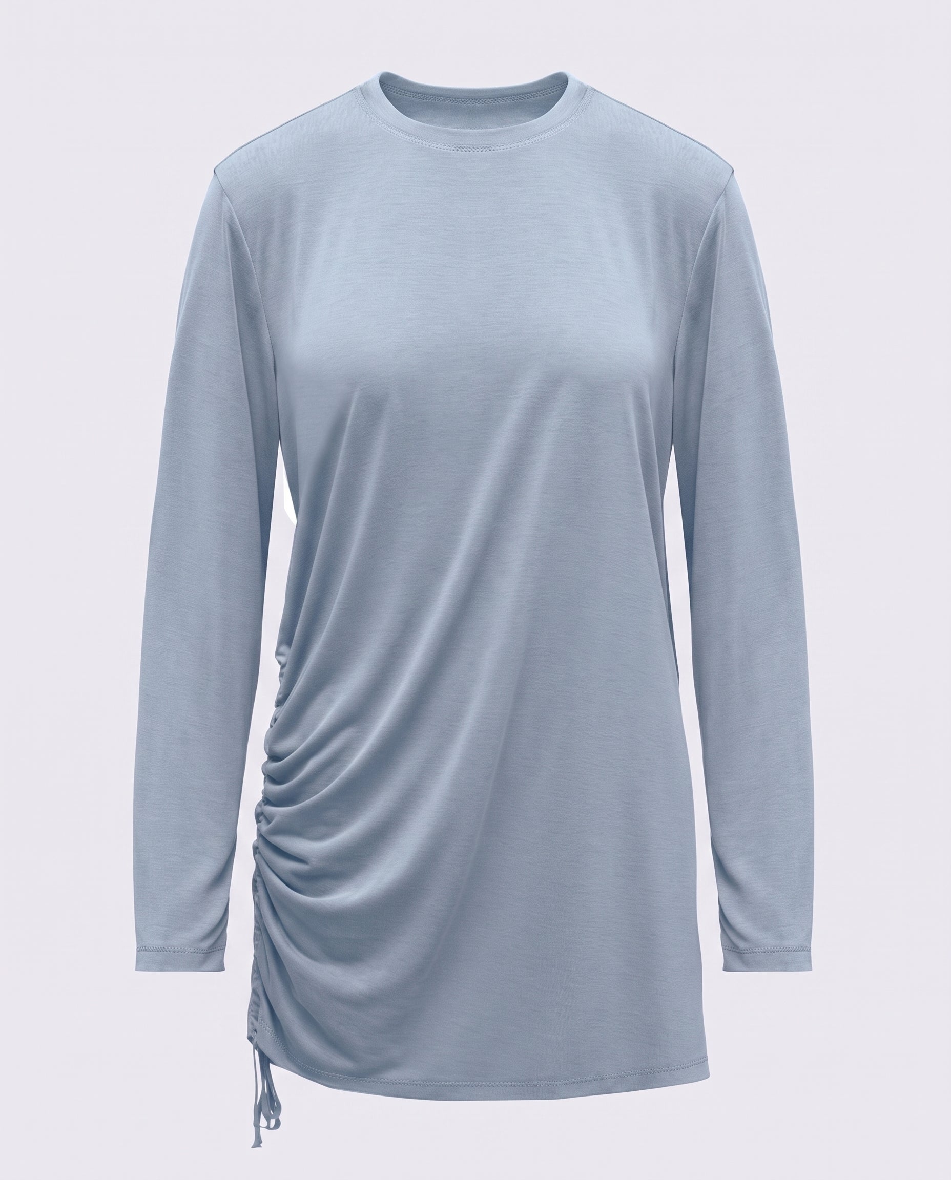 Modal Kumaşlı Ayarlanabilir Drape Detaylı Uzun Üst - Baby Blue