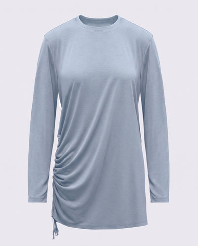 Modal Kumaşlı Ayarlanabilir Drape Detaylı Uzun Üst - Baby Blue