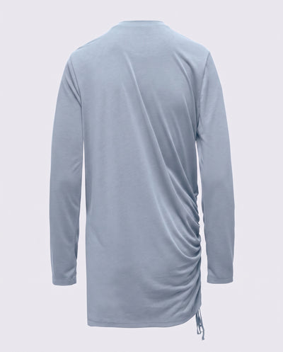 Modal Kumaşlı Ayarlanabilir Drape Detaylı Uzun Üst - Baby Blue